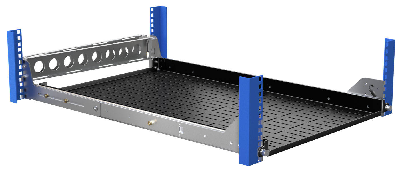 cable management arm on modular device test shelf for device testing lab (desktop image)